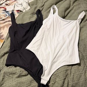 Women’s Black & White Scoop Neck Bodysuits